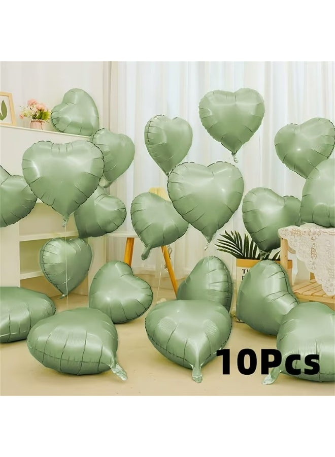 Kandid 10 قطع بالونات على شكل قلب من الألمنيوم بحجم 18 بوصة (أخضر مائل إلى الرمادي) - Image 5